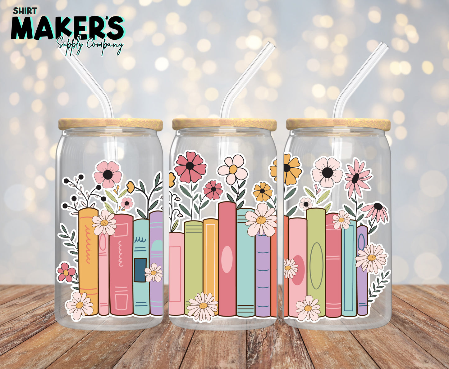 Floral Books 16 oz. or 40oz. Tumbler Wrap
