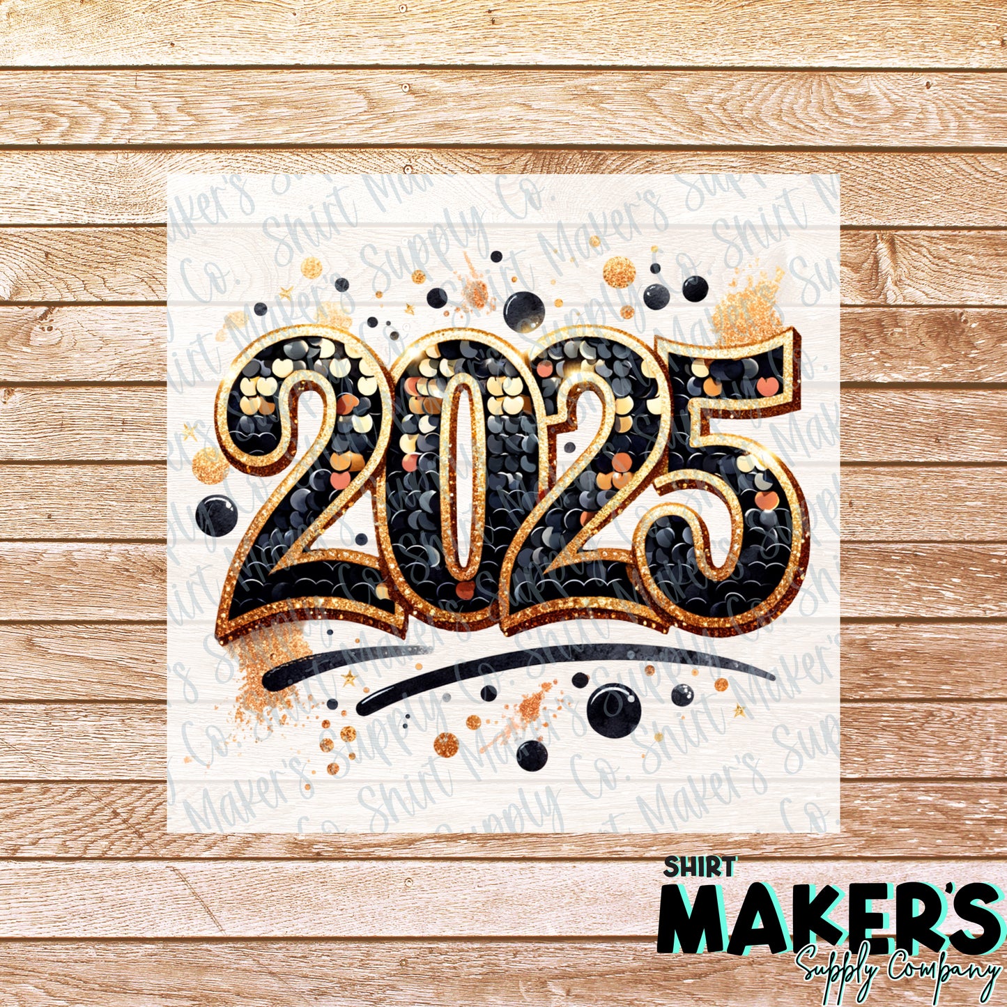 2025 Black and Gold Sequin DTF or Sublimation Transfer