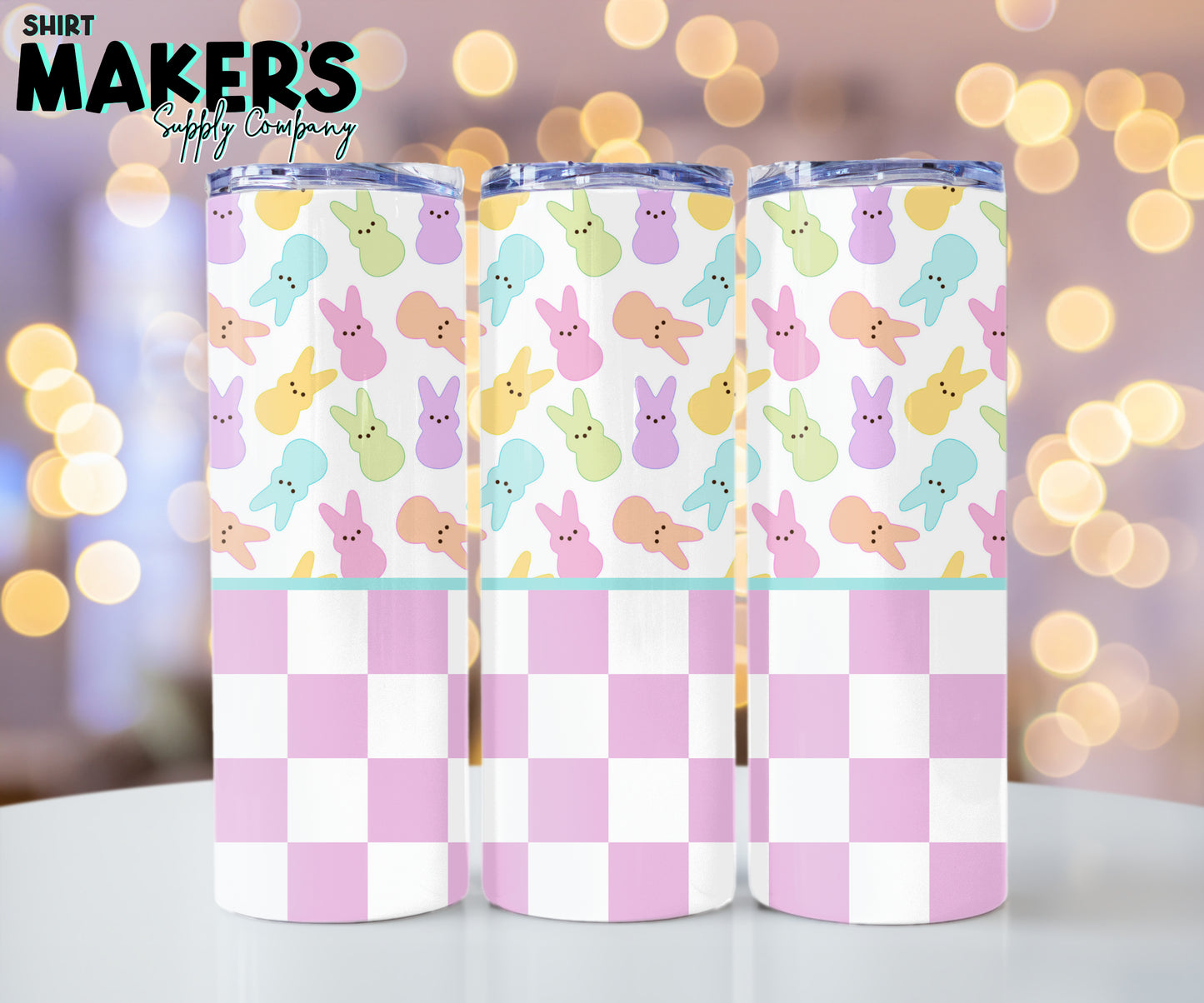 20oz. Checkered Bunnies Easter Tumbler Wrap