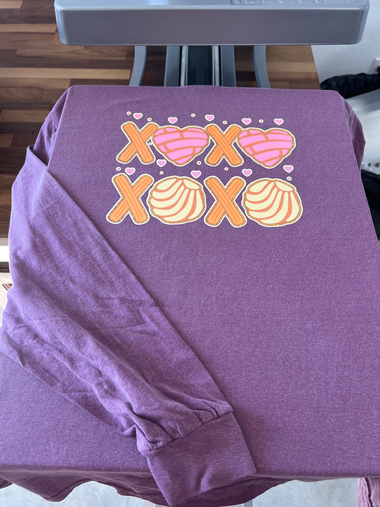 XOXO Churro Concha Valentine's Day Holographic Twill Transfer