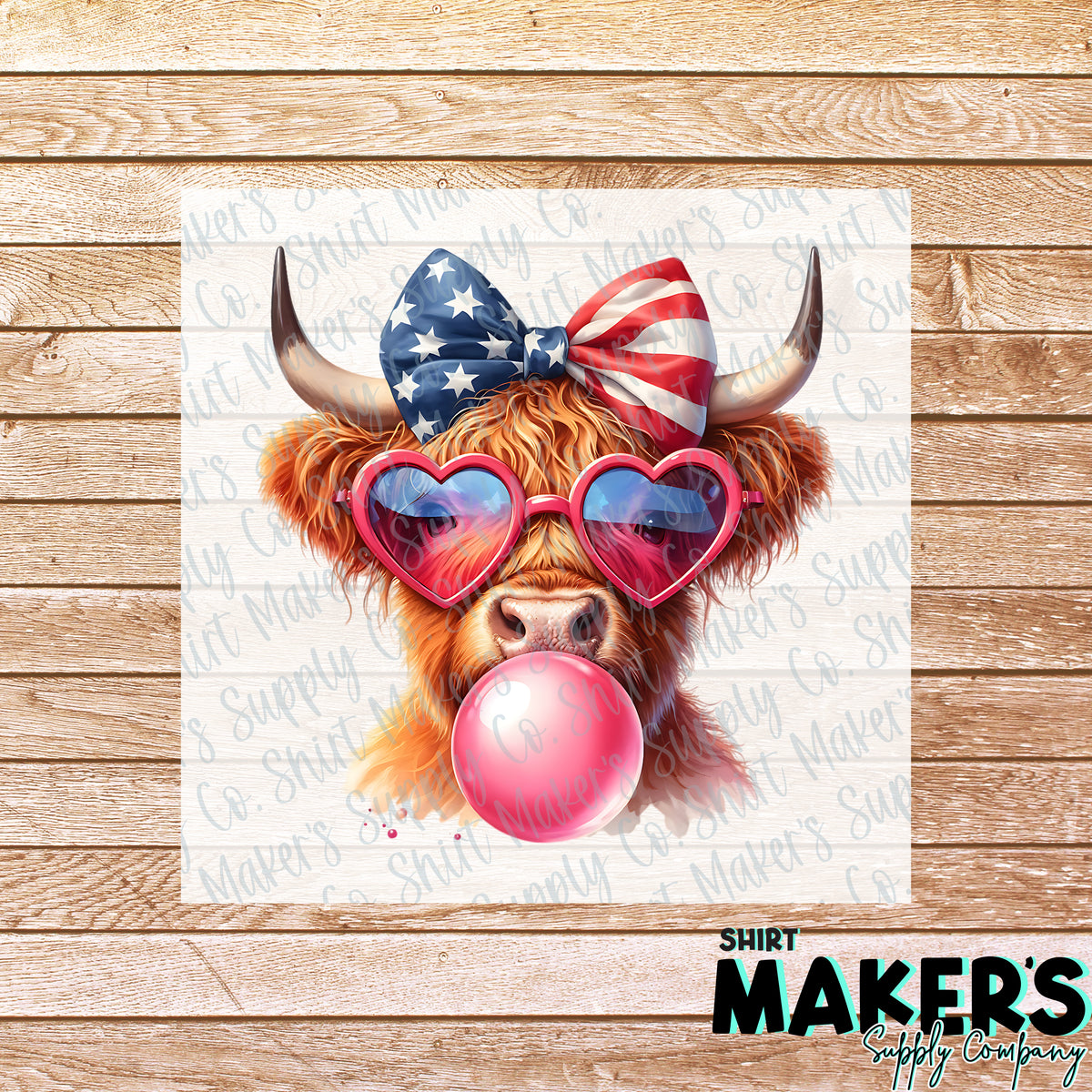 America Highland Cow DTF or Sublimation Transfer