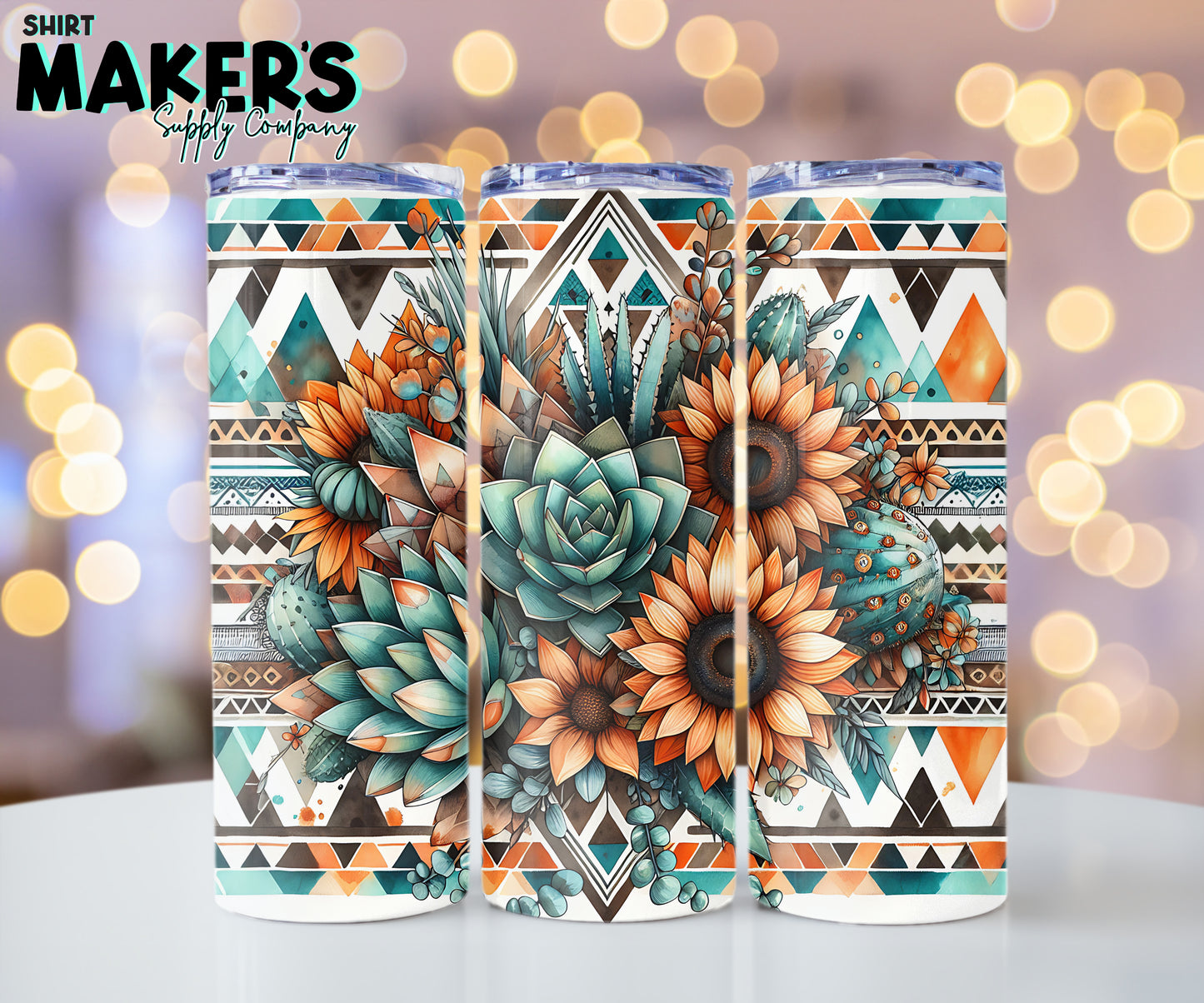 20oz. Aztec Sunflowers Tumbler Wrap