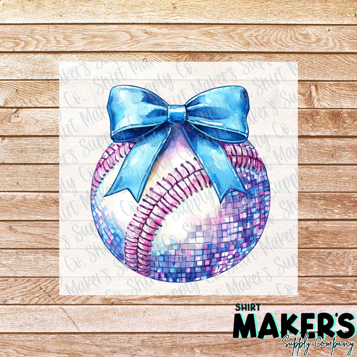 Baseball Bow Disco DTF or Sublimation Transfer