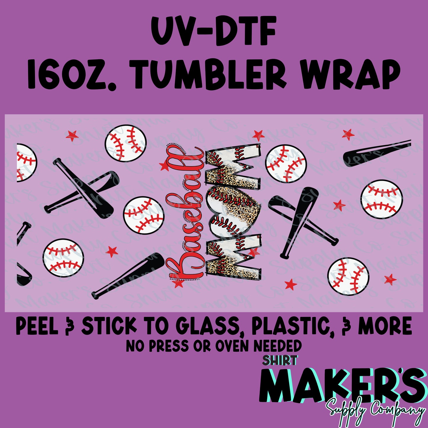 16oz. UV-DTF Baseball Mom Tumbler Wrap