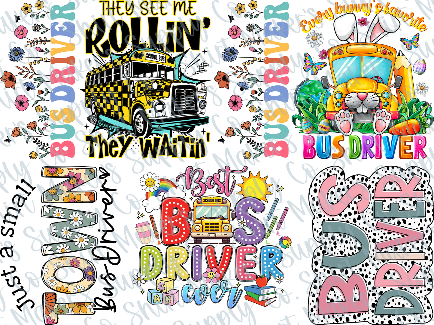 School Bus Driver DTF Gang Sheet