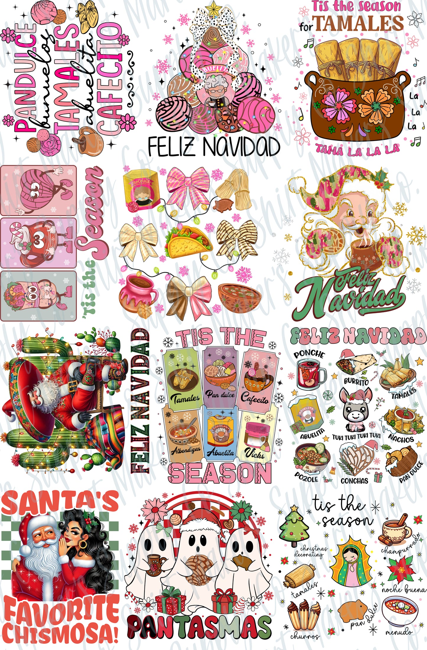 Christmas Conchas Spanish Tis the Season DTF Gang Sheet