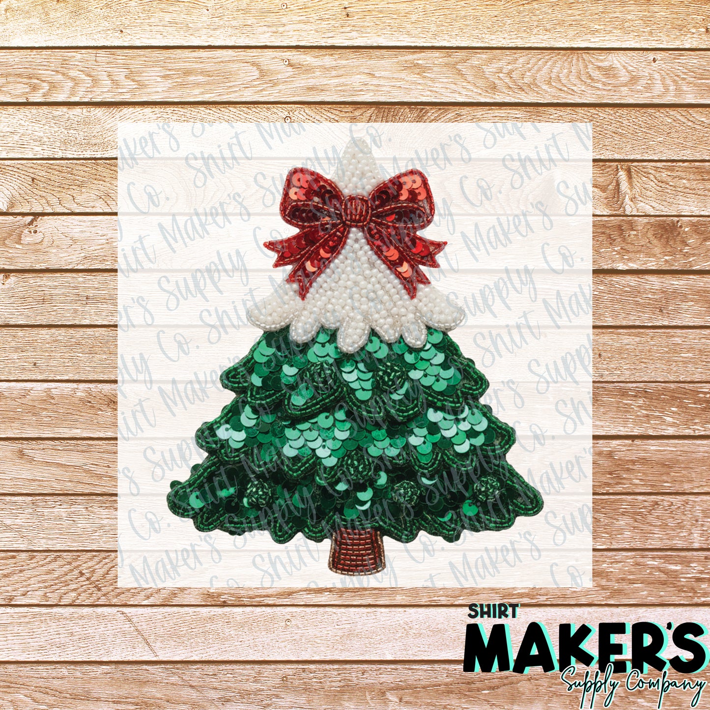 Christmas Tree Faux Sequin DTF or Sublimation Transfer