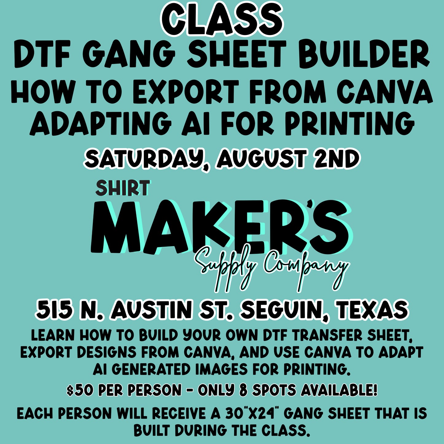 Gang Sheet Builder & Canva Class 8/2 9am