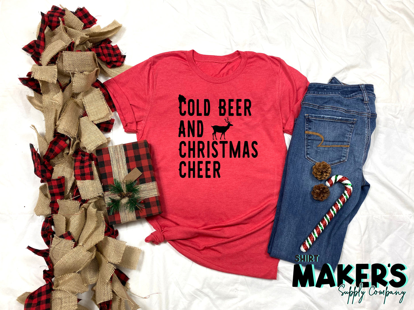 Cold Beer and Christmas Cheer Screen Print Transfer