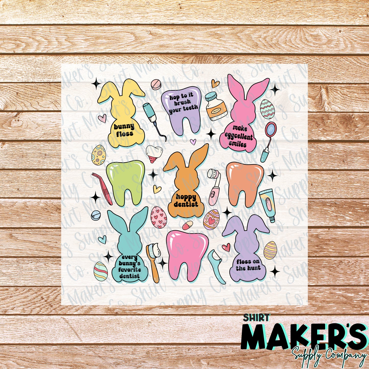 Easter Dental Bunnies DTF or Sublimation Transfer