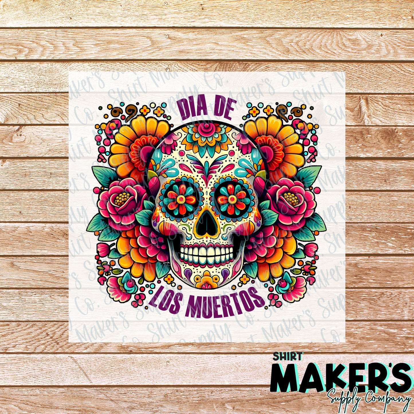 Dia De Los Muertos Day of the Dead Sugar Skull DTF or Sublimation Transfer