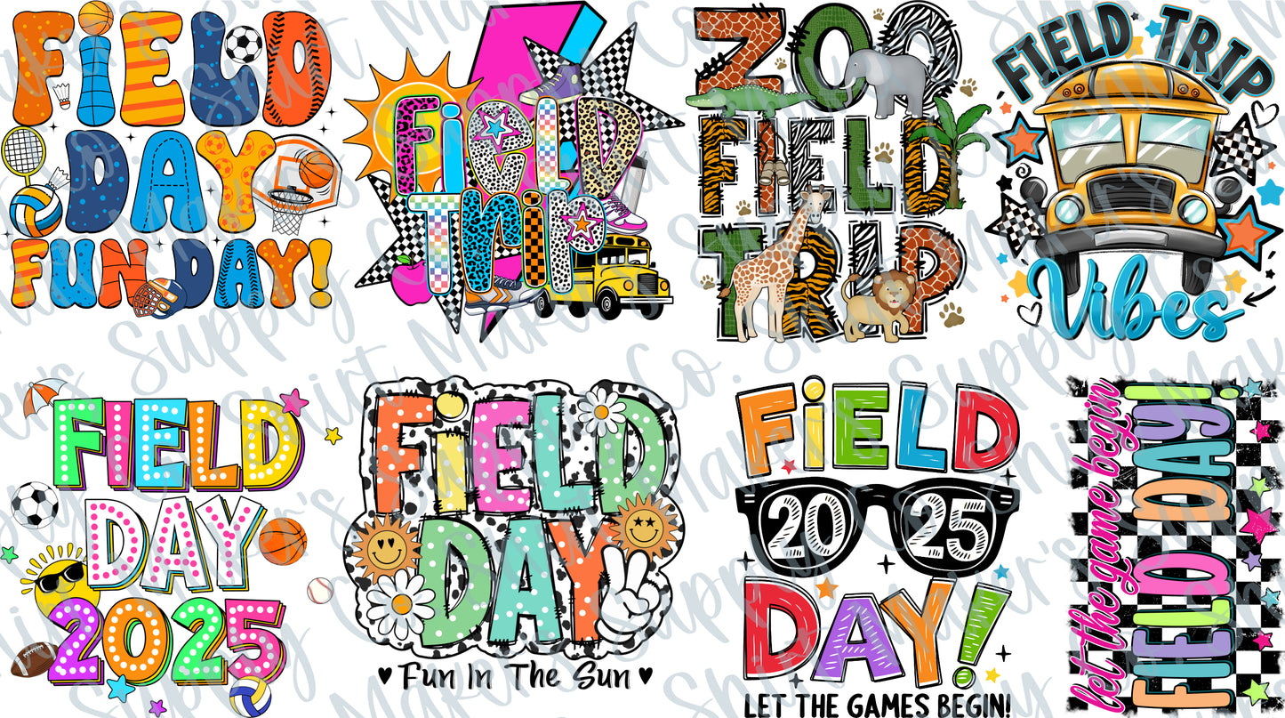 Kids Field Day Field Trip DTF Gang Sheet 2025
