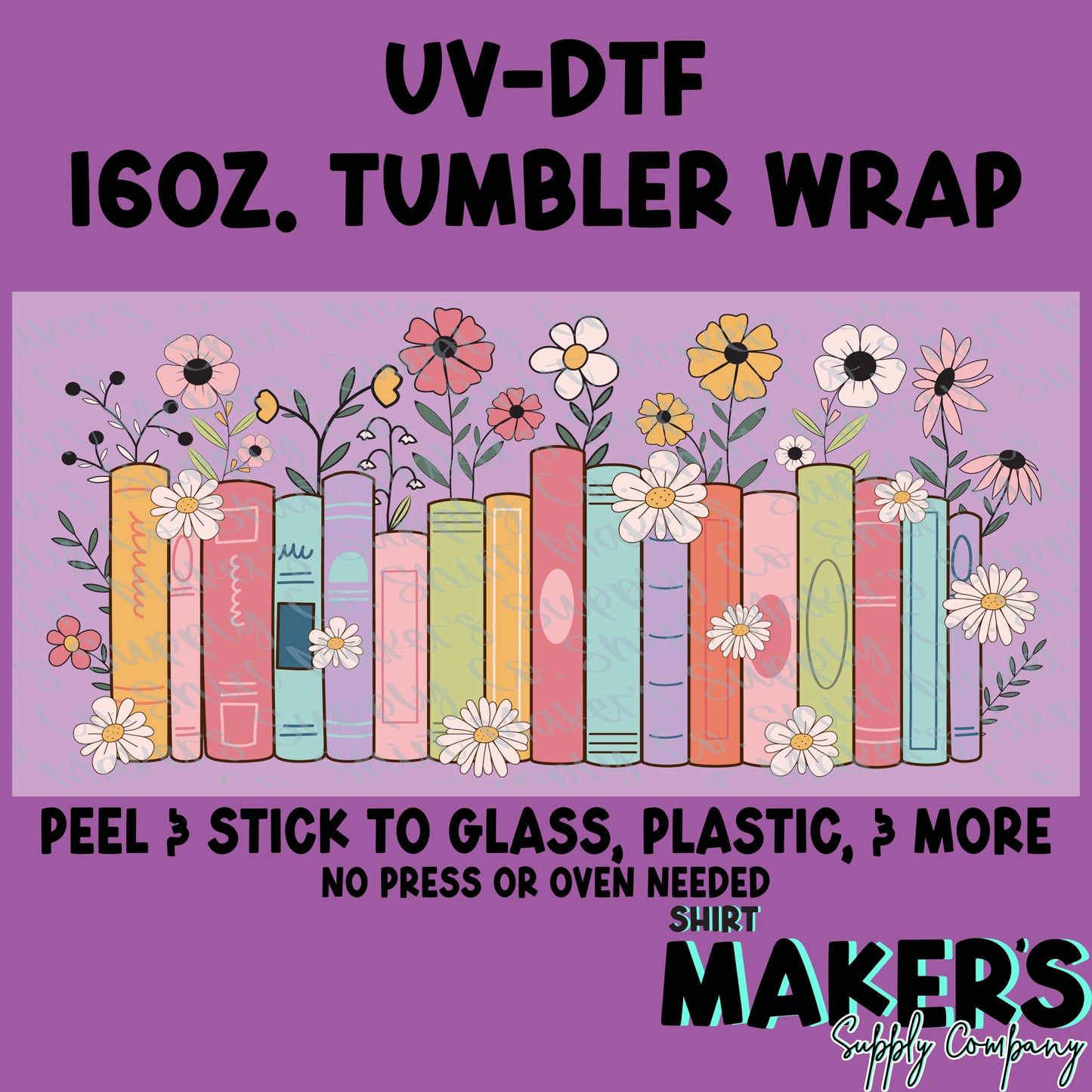 16oz. UV-DTF Floral Books Tumbler Wrap