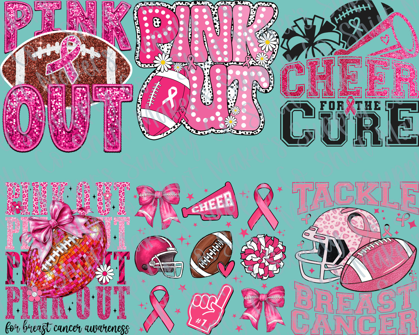 Pink Out Football DTF Gang Sheet