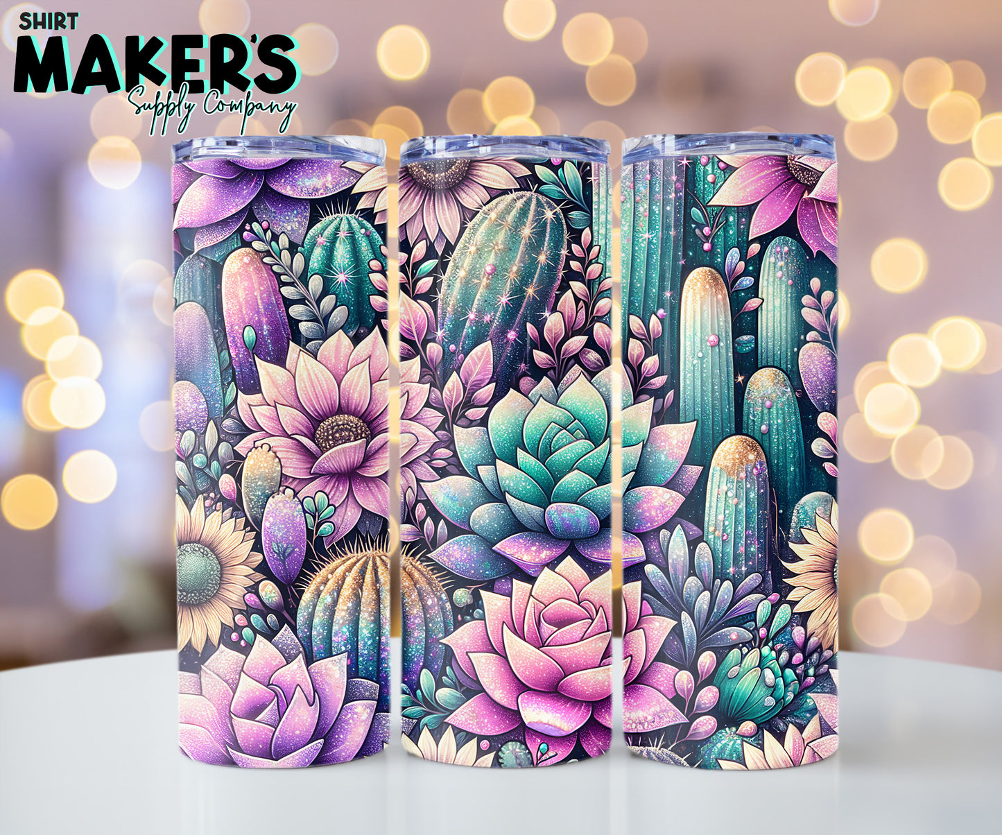 20oz. Glitter Succulents Tumbler Wrap