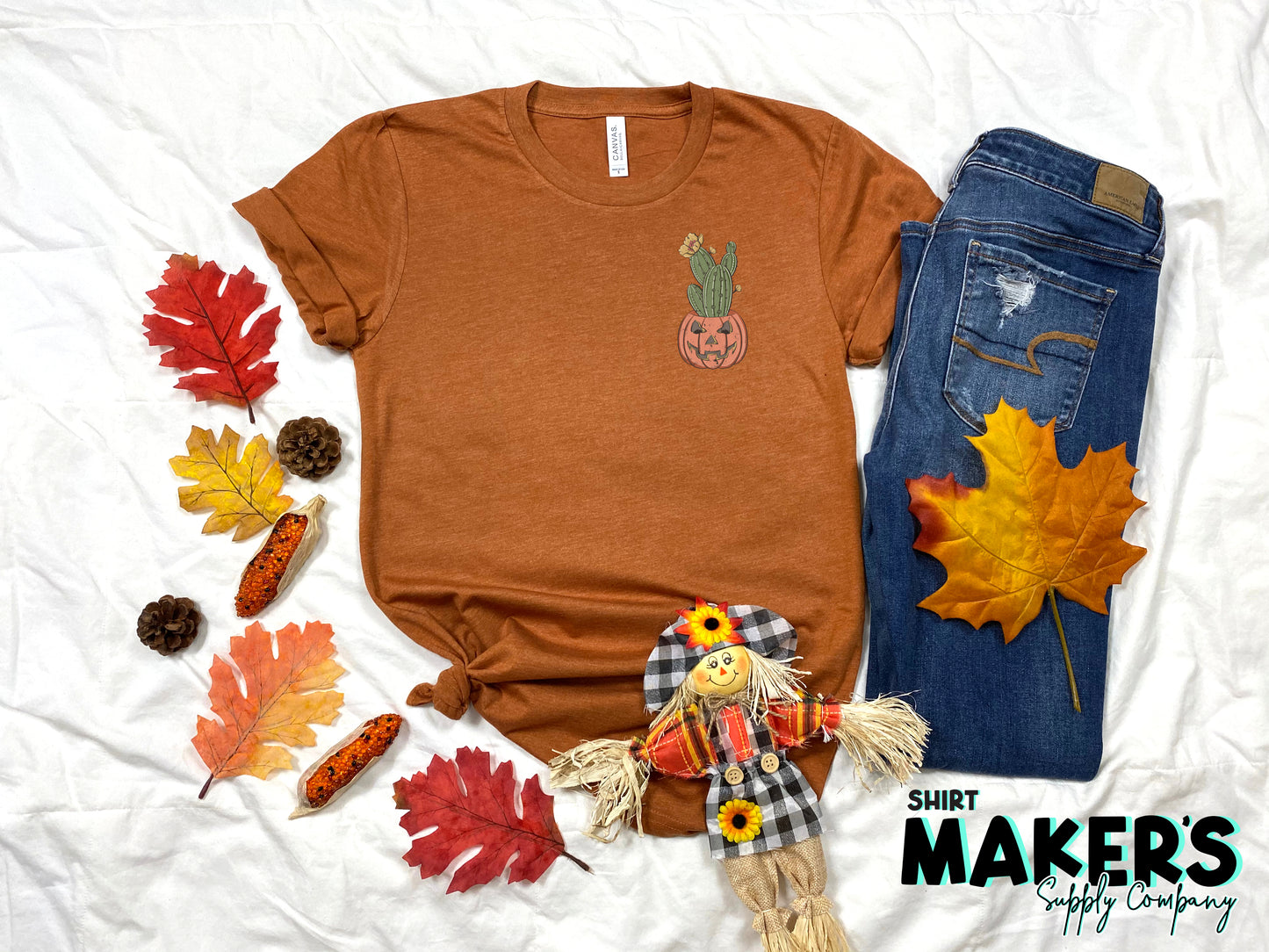 Pumpkin Cactus - Go Fall on a Cactus - Pocket Screen Print Transfer
