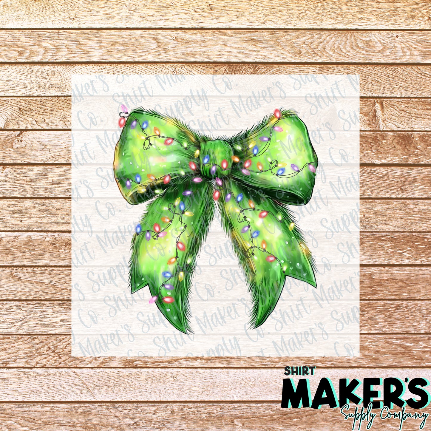 Green Bow Christmas #2 DTF or Sublimation Transfer