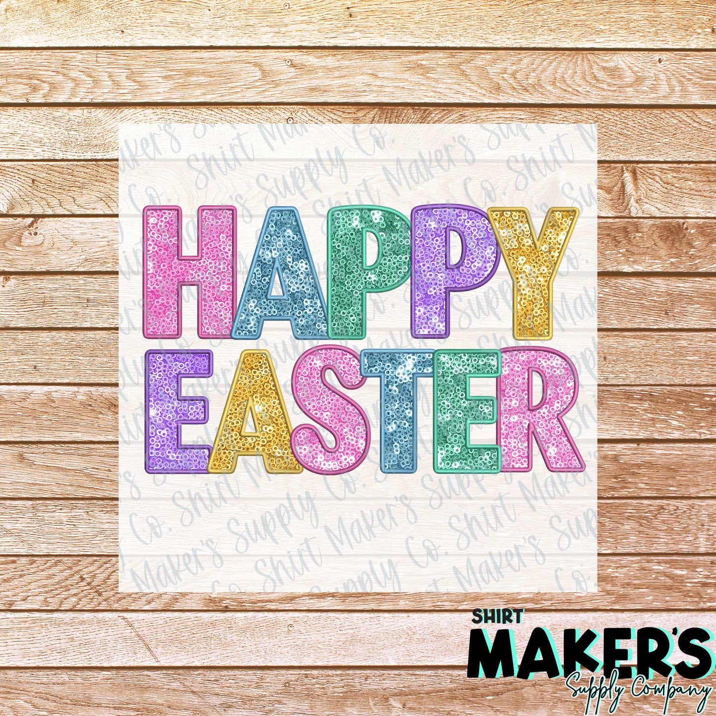 Happy Easter Faux Sequin DTF or Sublimation Transfer