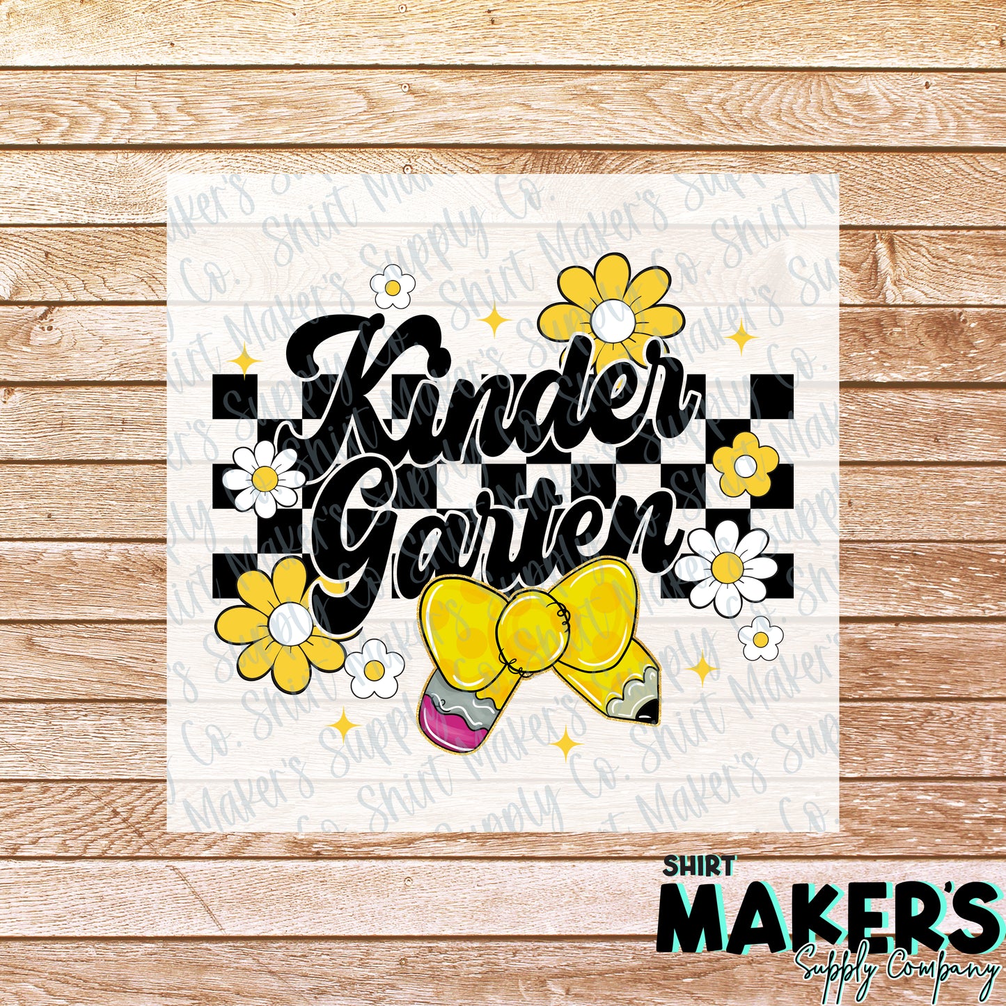 Kindergarten Floral Checker DTF or Sublimation Transfer