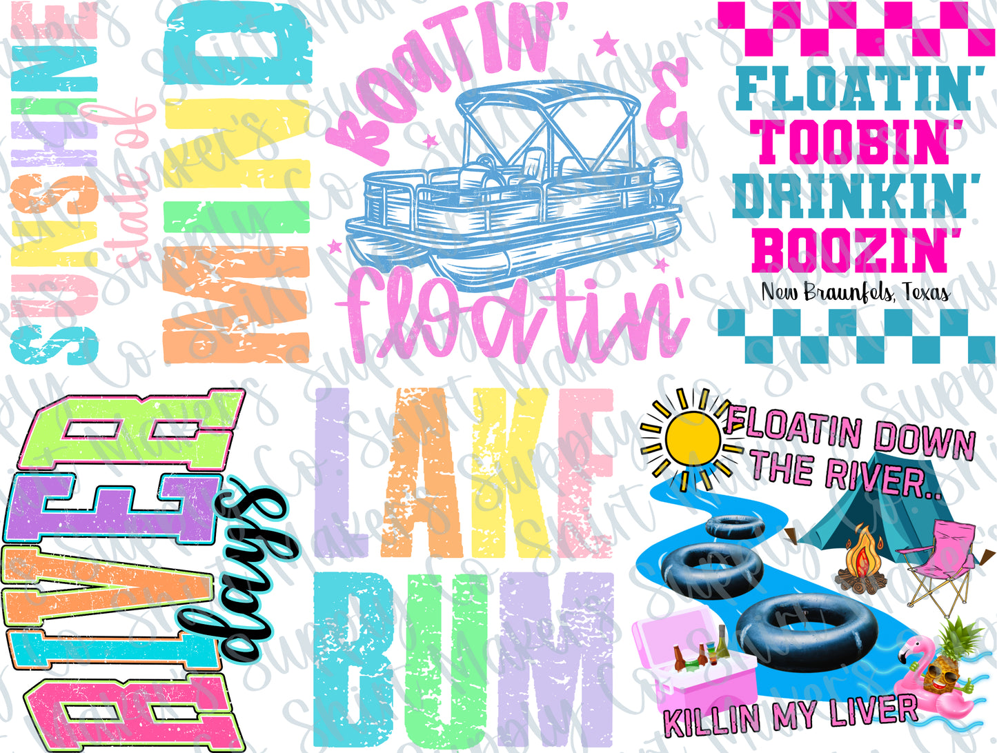 Lake/River Sunshine DTF Gang Sheet