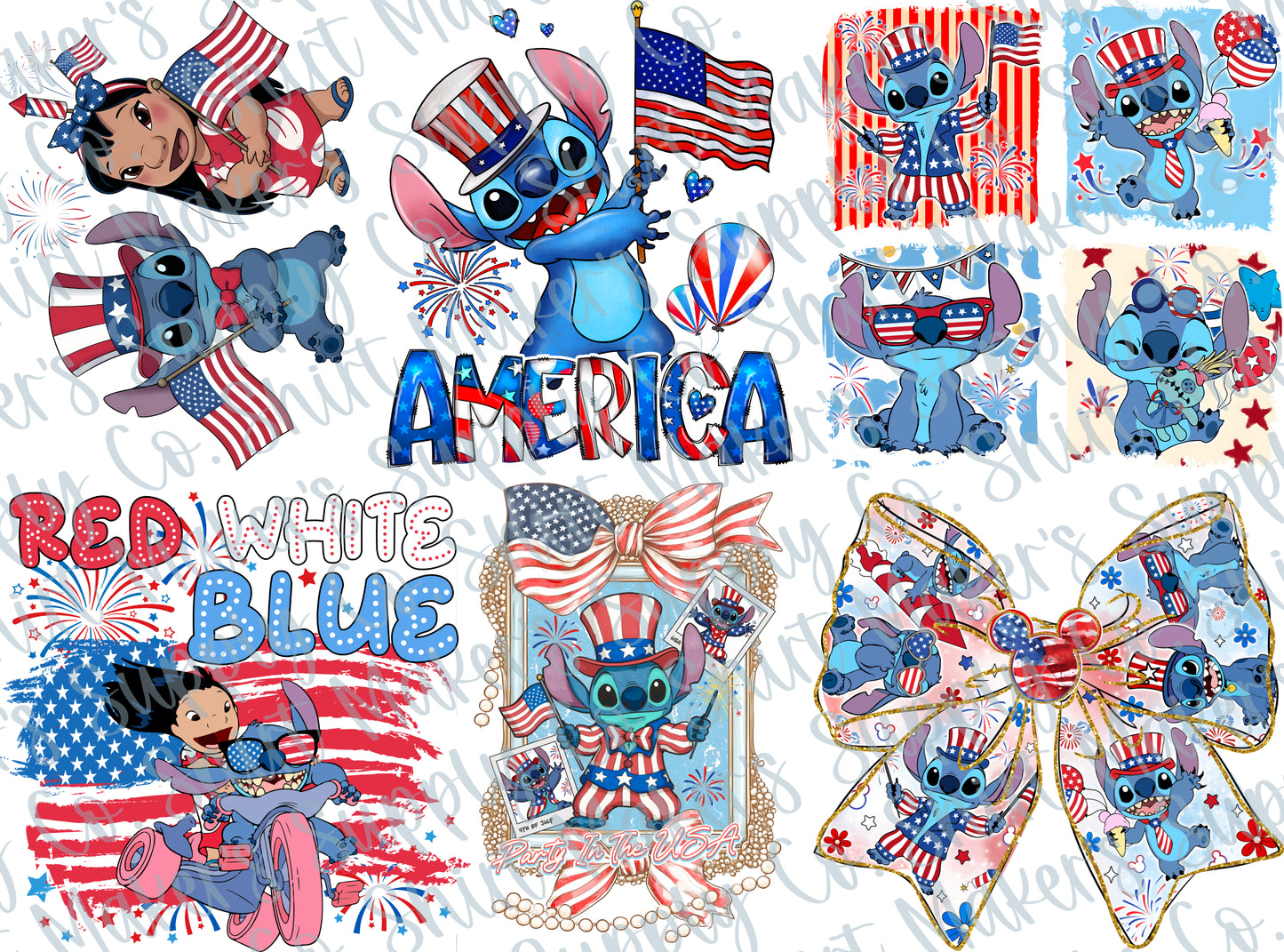 HH Exclusive! Fourth of July Lilo & Stitch DTF Gang Sheet