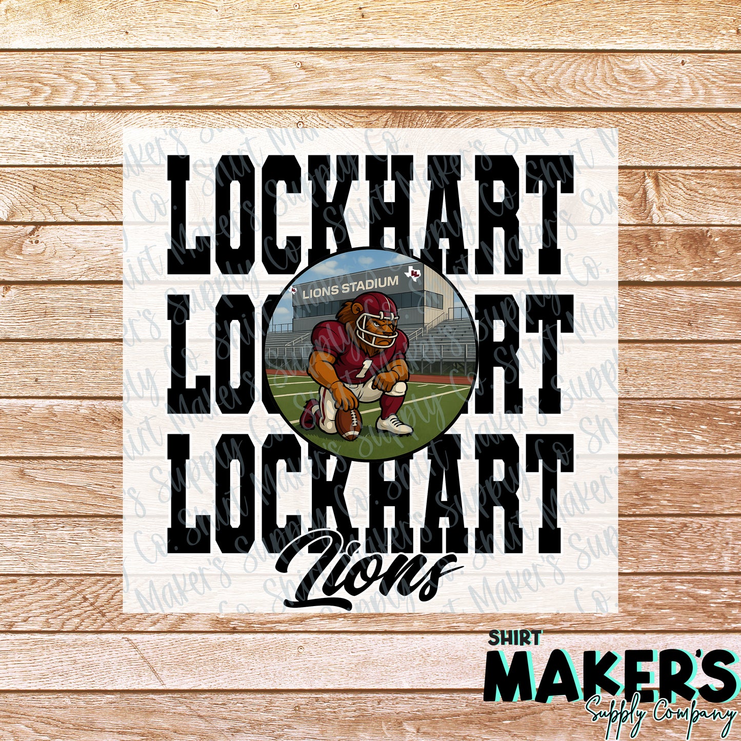 Lockhart Lions Football Stacked DTF or Sublimation Transfer
