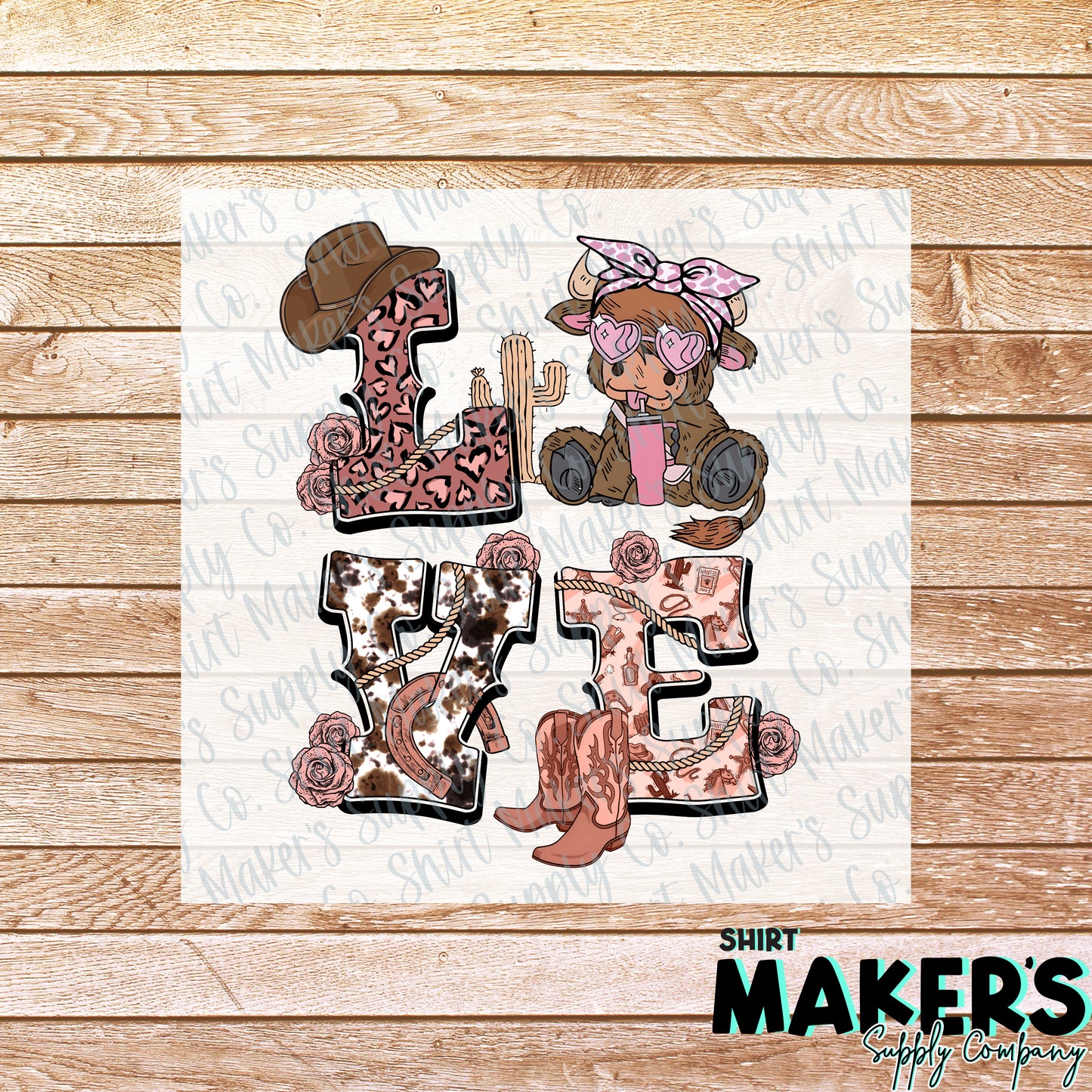 Love Cow Western Valentine's Day DTF or Sublimation Transfer