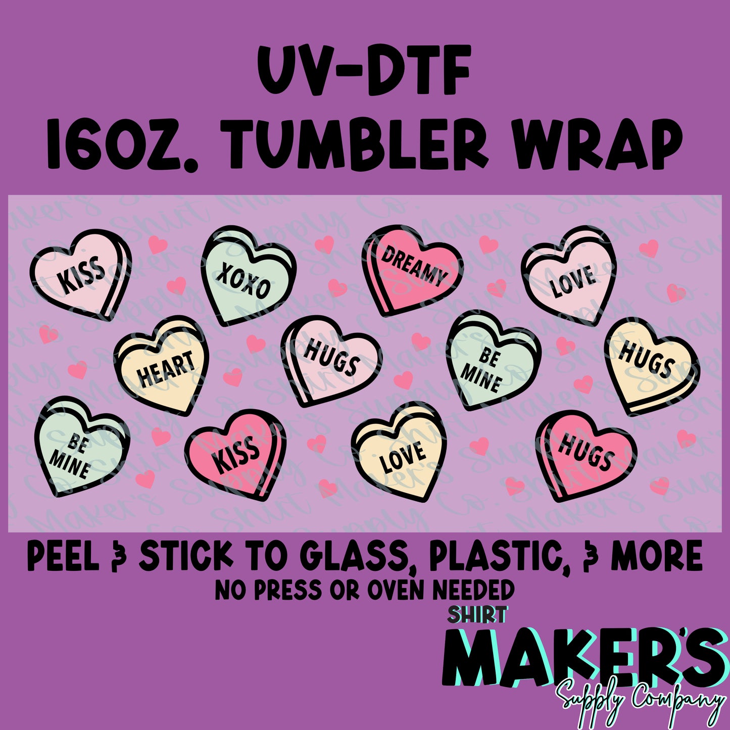 16oz. UV-DTF Valentine's Day Love Hearts Tumbler Wrap
