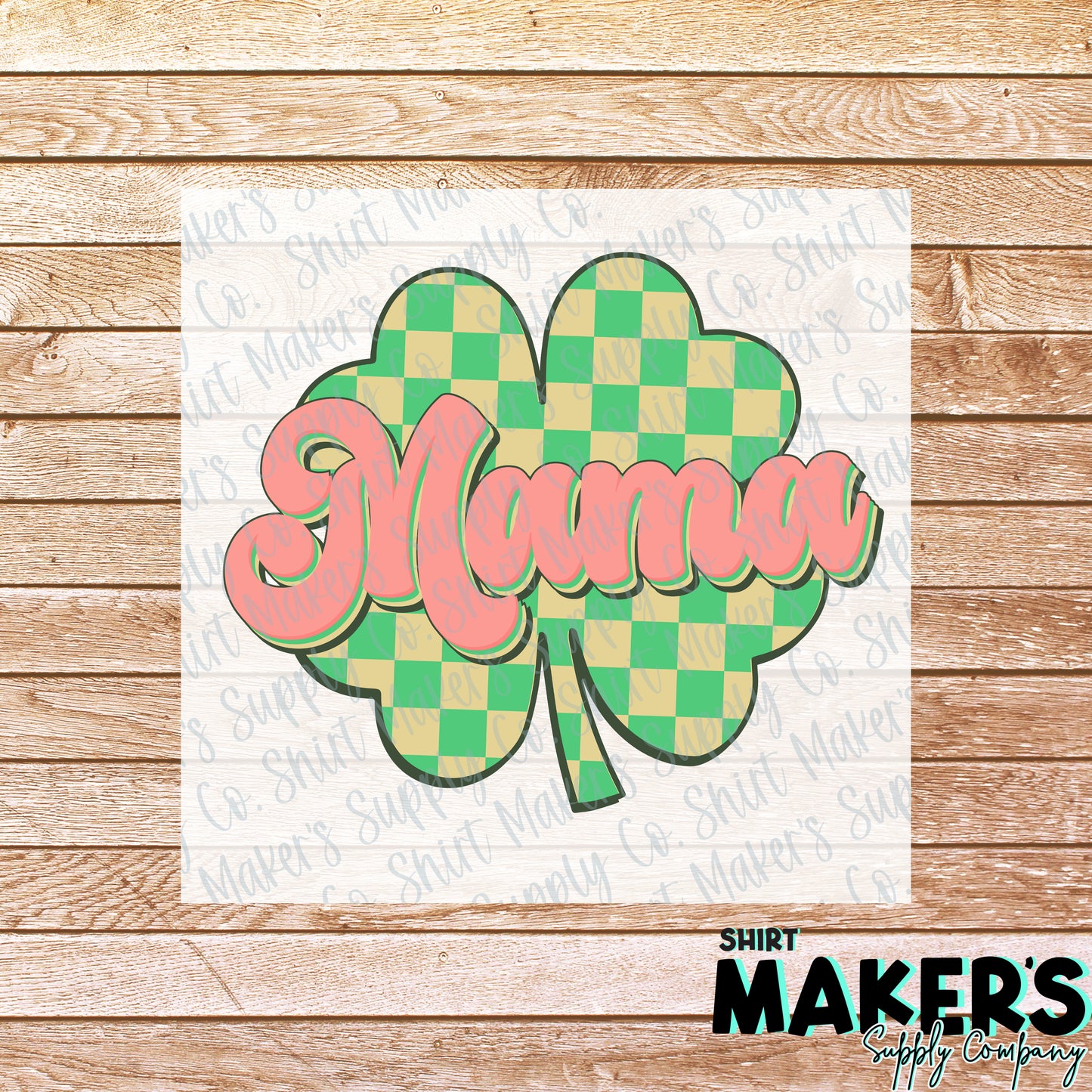 Mama Checkered Clover St. Patrick's Day DTF or Sublimation Transfer