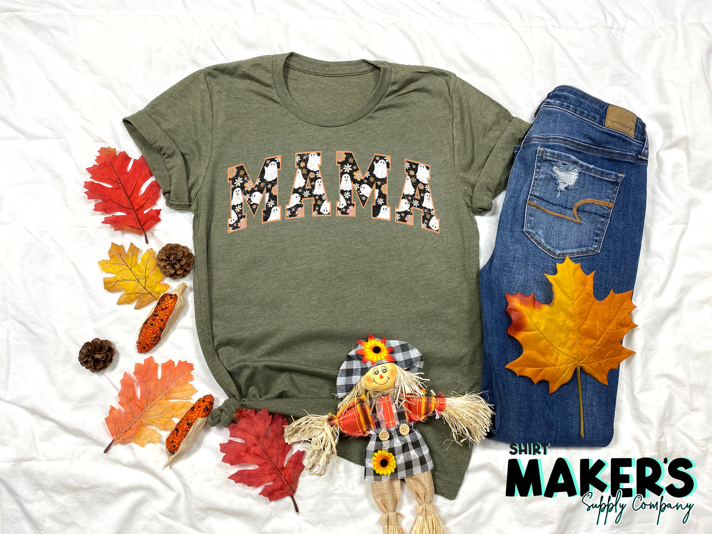 Mama Ghost Pattern Screen Print Transfer