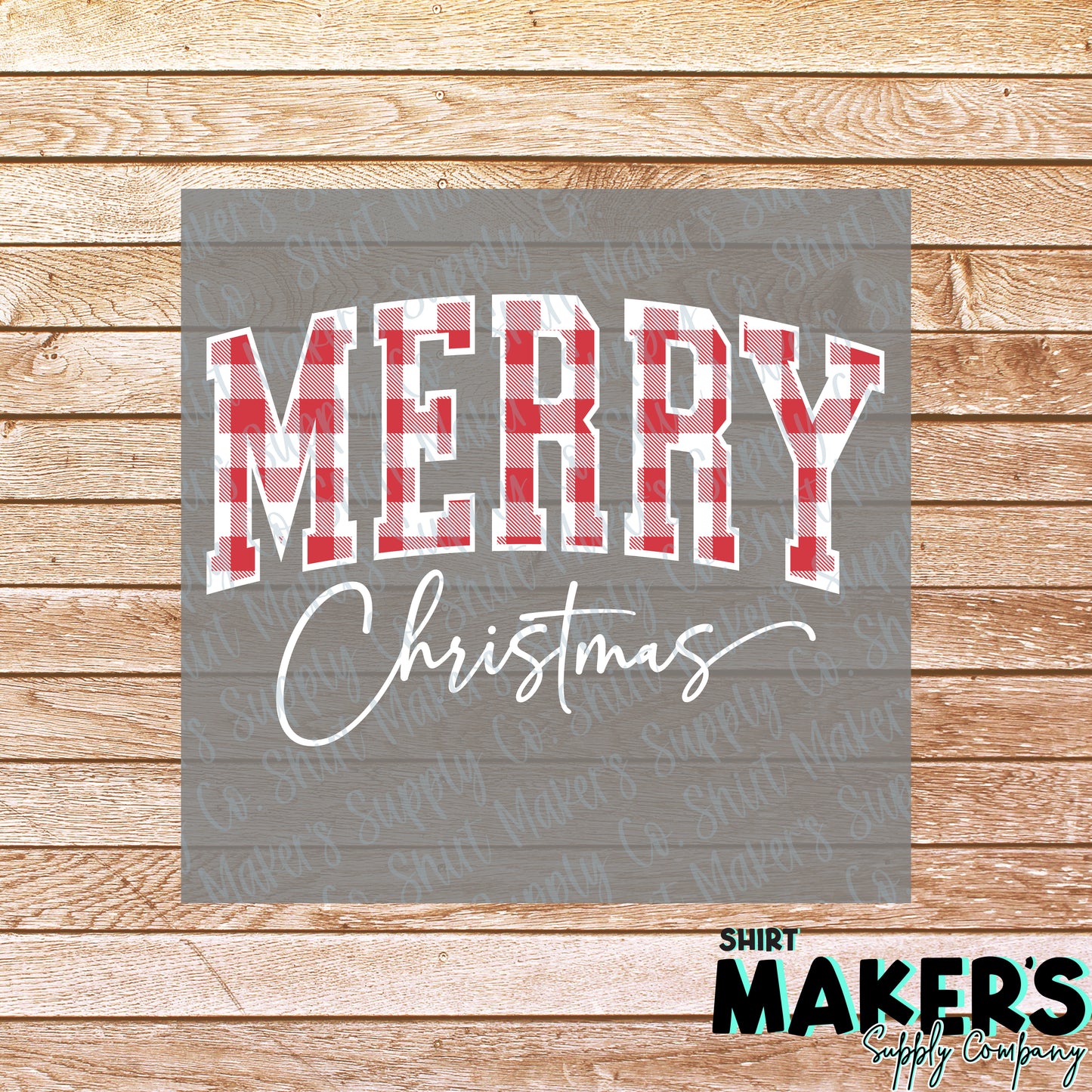 Merry Christmas Plaid White DTF or Sublimation Transfer