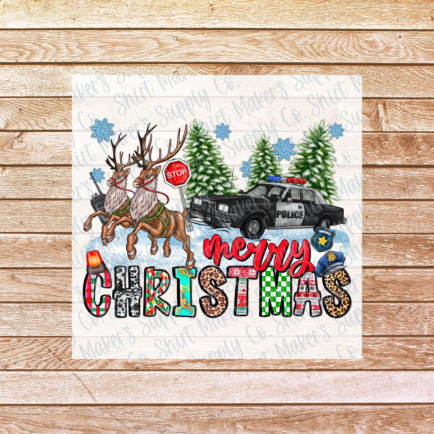 Police Merry Christmas DTF or Sublimation Transfer