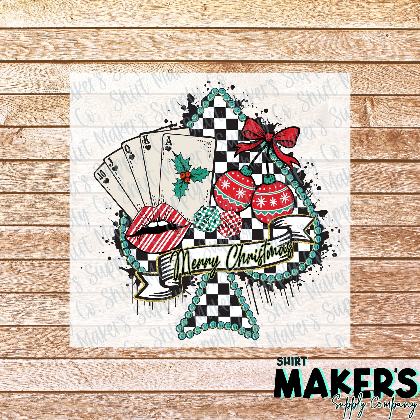 Merry Christmas Spade Aces DTF or Sublimation Transfer
