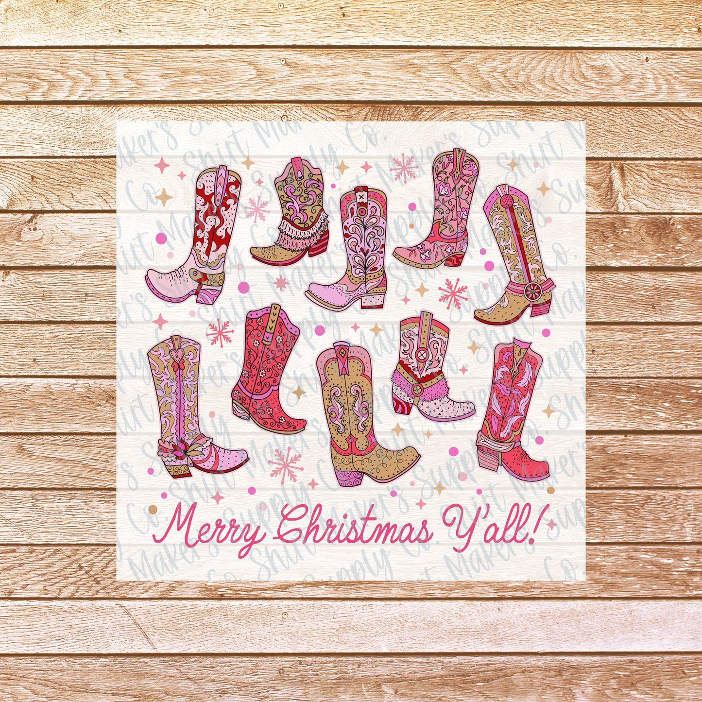 Merry Christmas Y'all Boots DTF or Sublimation Transfer