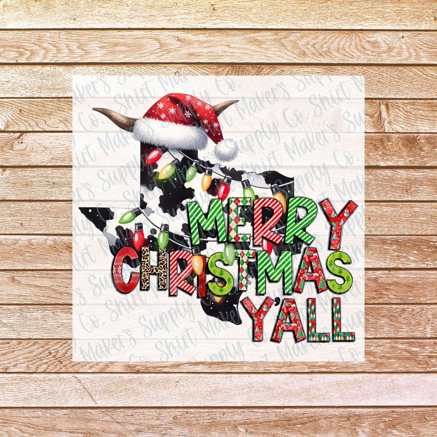 Merry Christmas Y'all Texas DTF or Sublimation Transfer