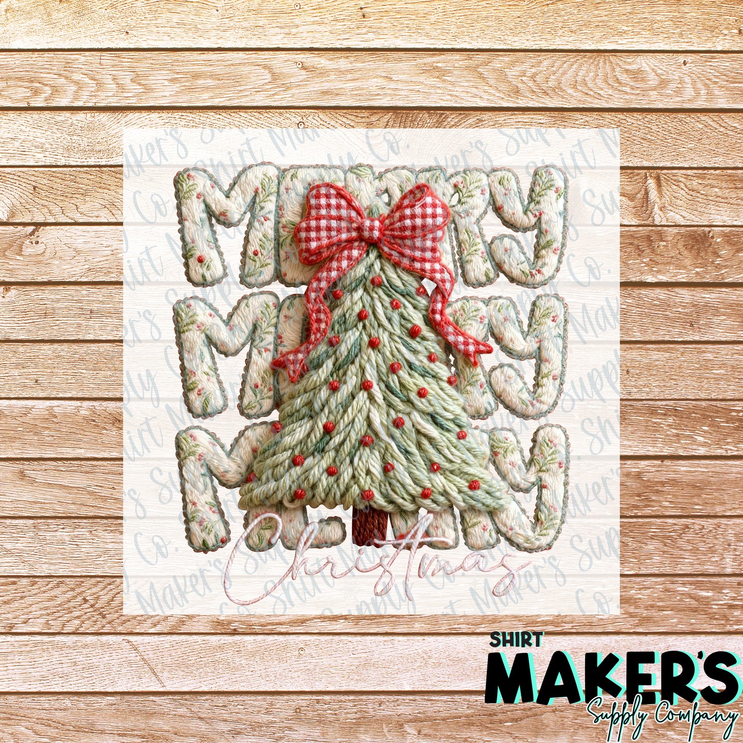 Merry Merry Merry Christmas Yarn DTF or Sublimation Transfer