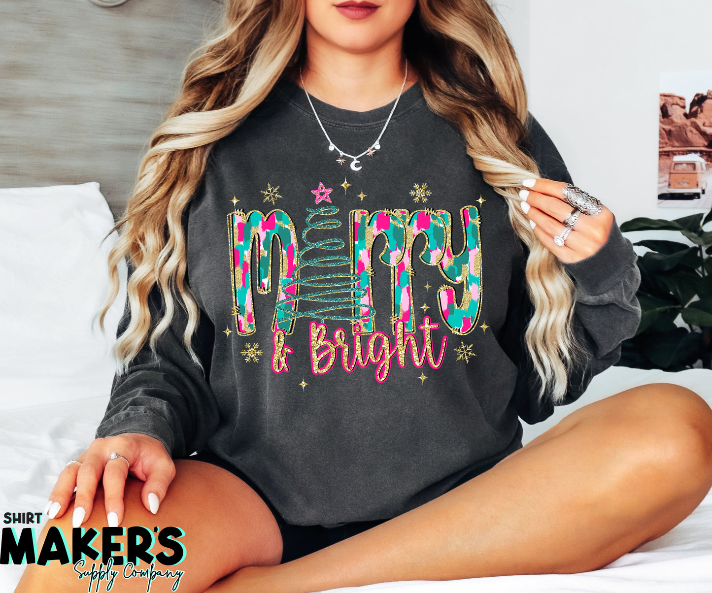 Merry and Bright DTF or Sublimation Transfer