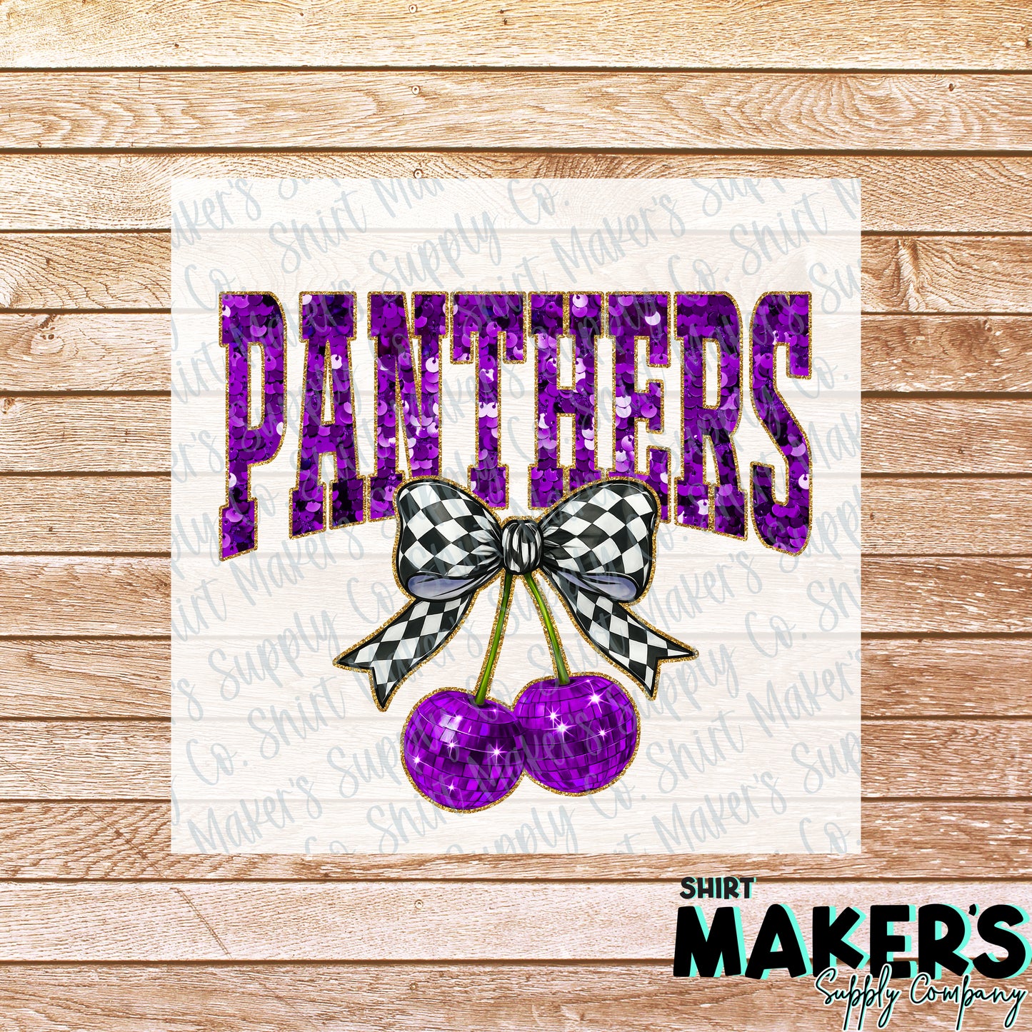 Navarro Panthers Sequin Cherries DTF or Sublimation Transfer