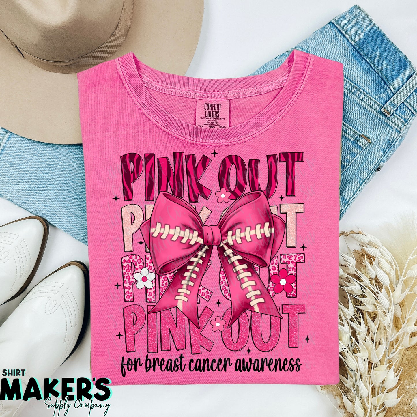 Pink Out Breast Cancer Awareness DTF or Sublimation Transfer