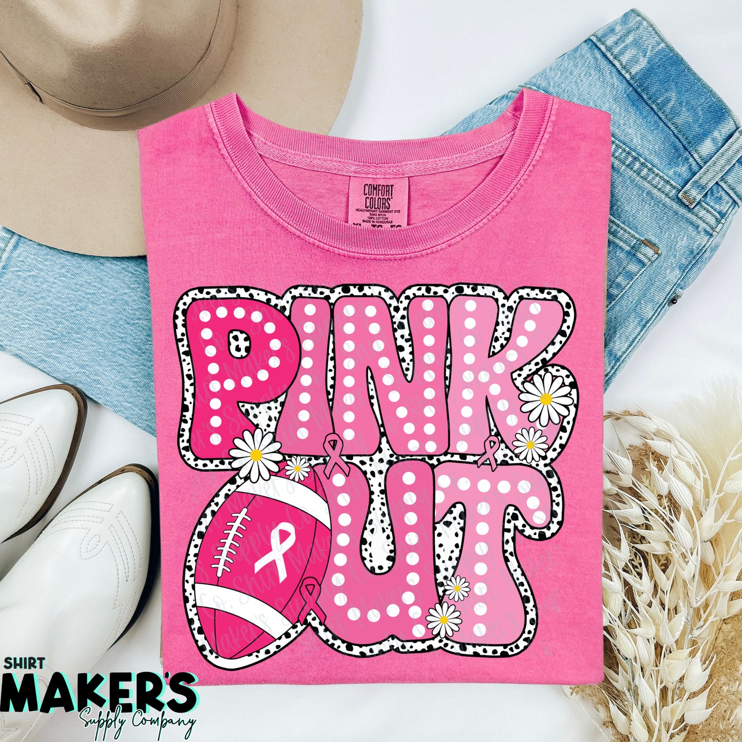 Pink Out Football DTF or Sublimation Transfer