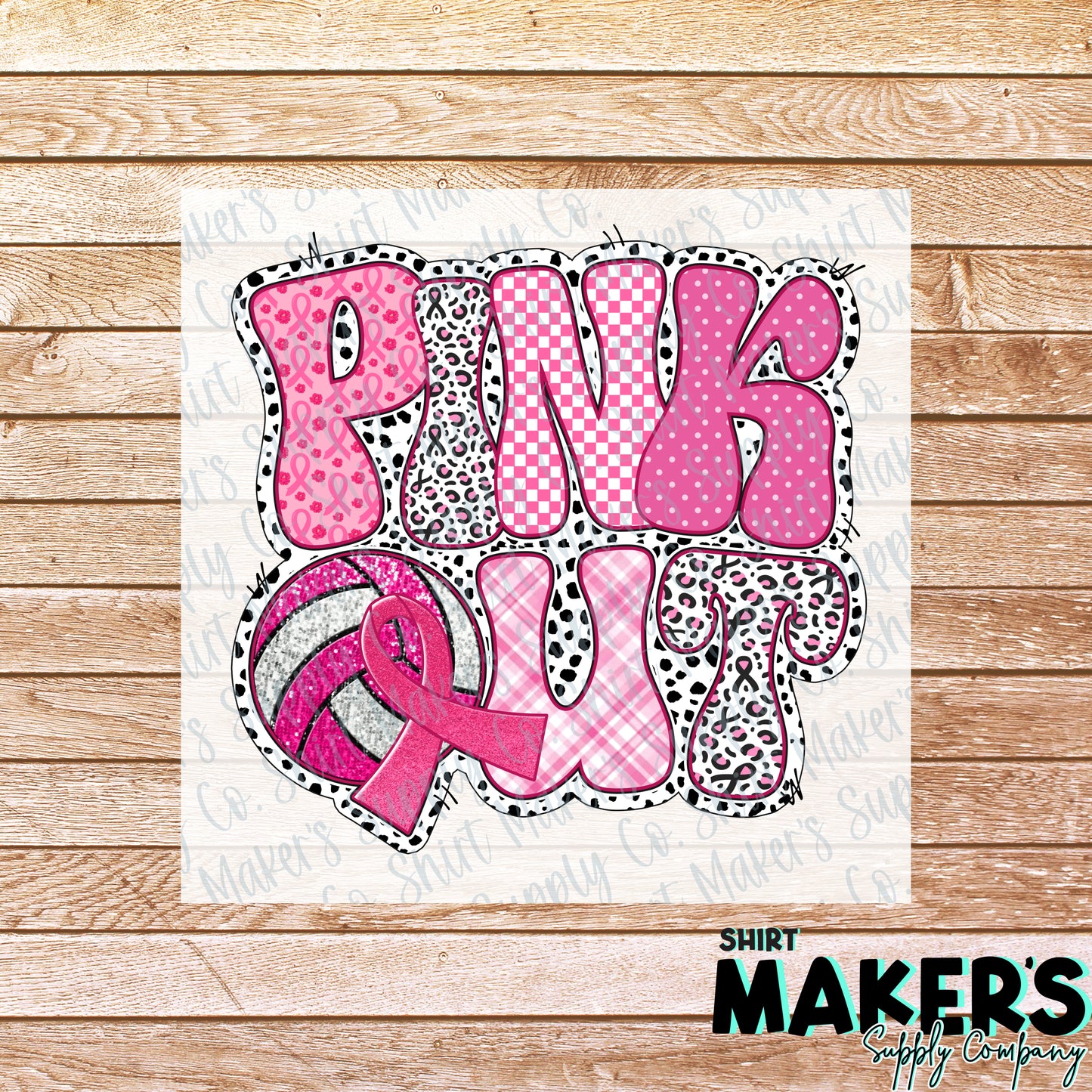 Volleyball Pink Out DTF or Sublimation Transfer
