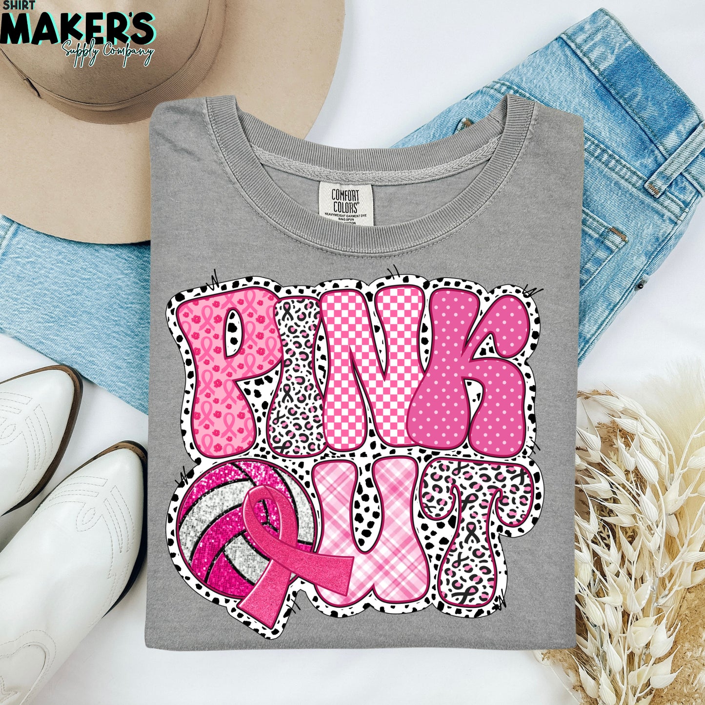Volleyball Pink Out DTF or Sublimation Transfer