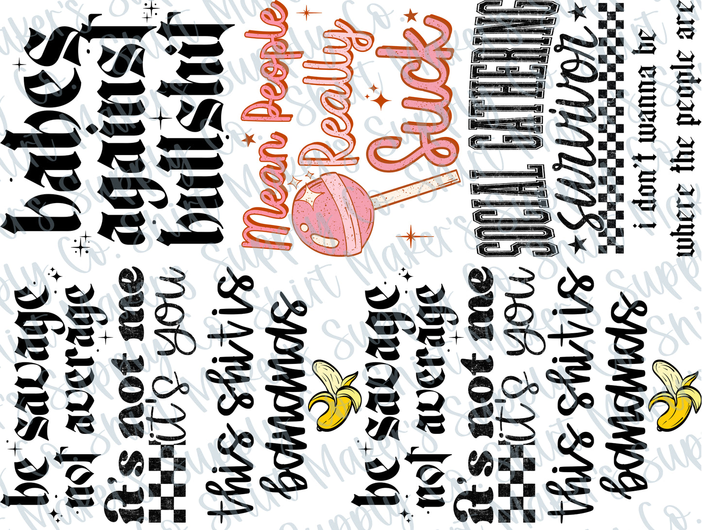 Sarcastic / Social Anxiety DTF Gang Sheet