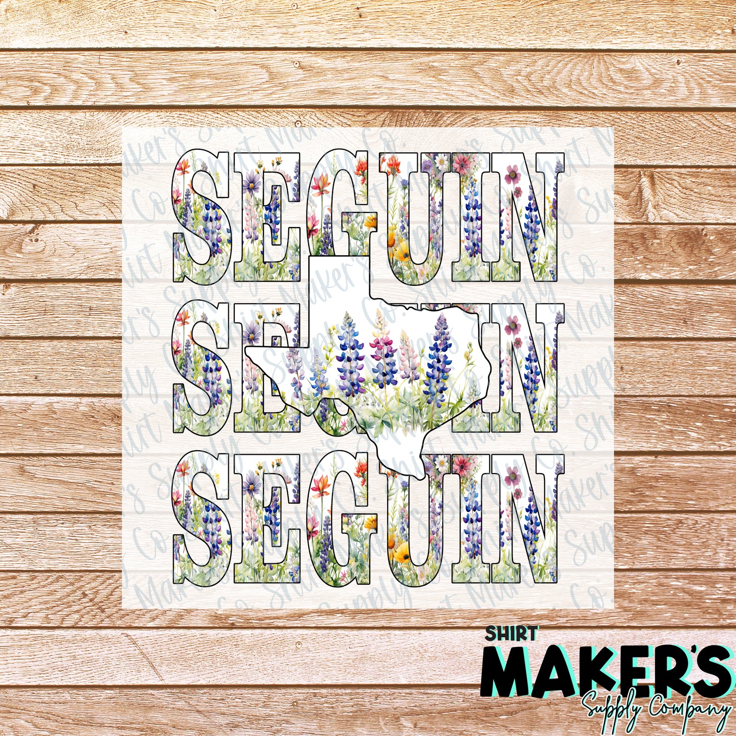Seguin Floral Wildflower Stacked DTF or Sublimation Transfer