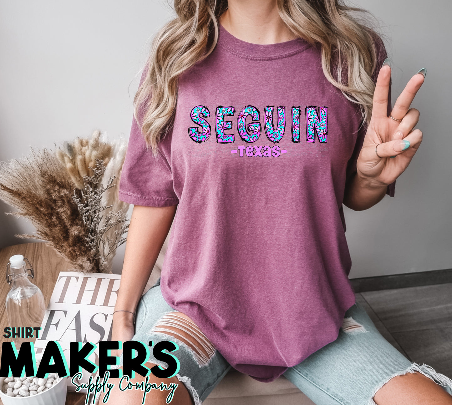 Seguin Texas Purple Floral DTF or Sublimation Transfer