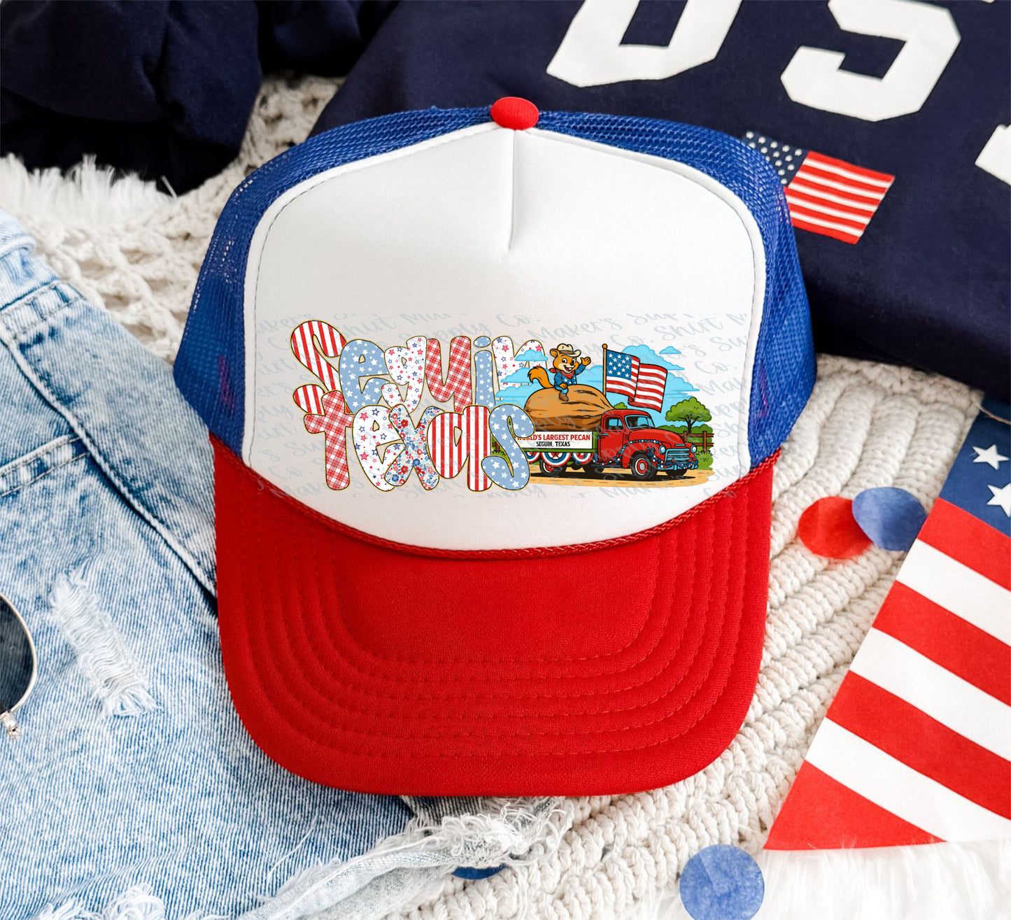 OTTO Trucker Hat Seguin Pecan 4th of July