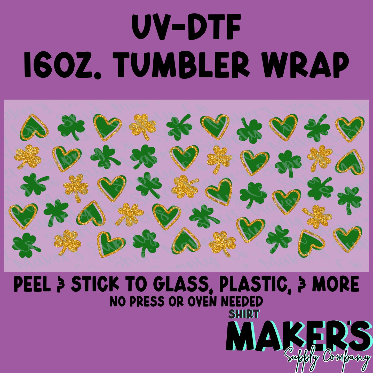 16oz. UV-DTF Shamrock Glitter