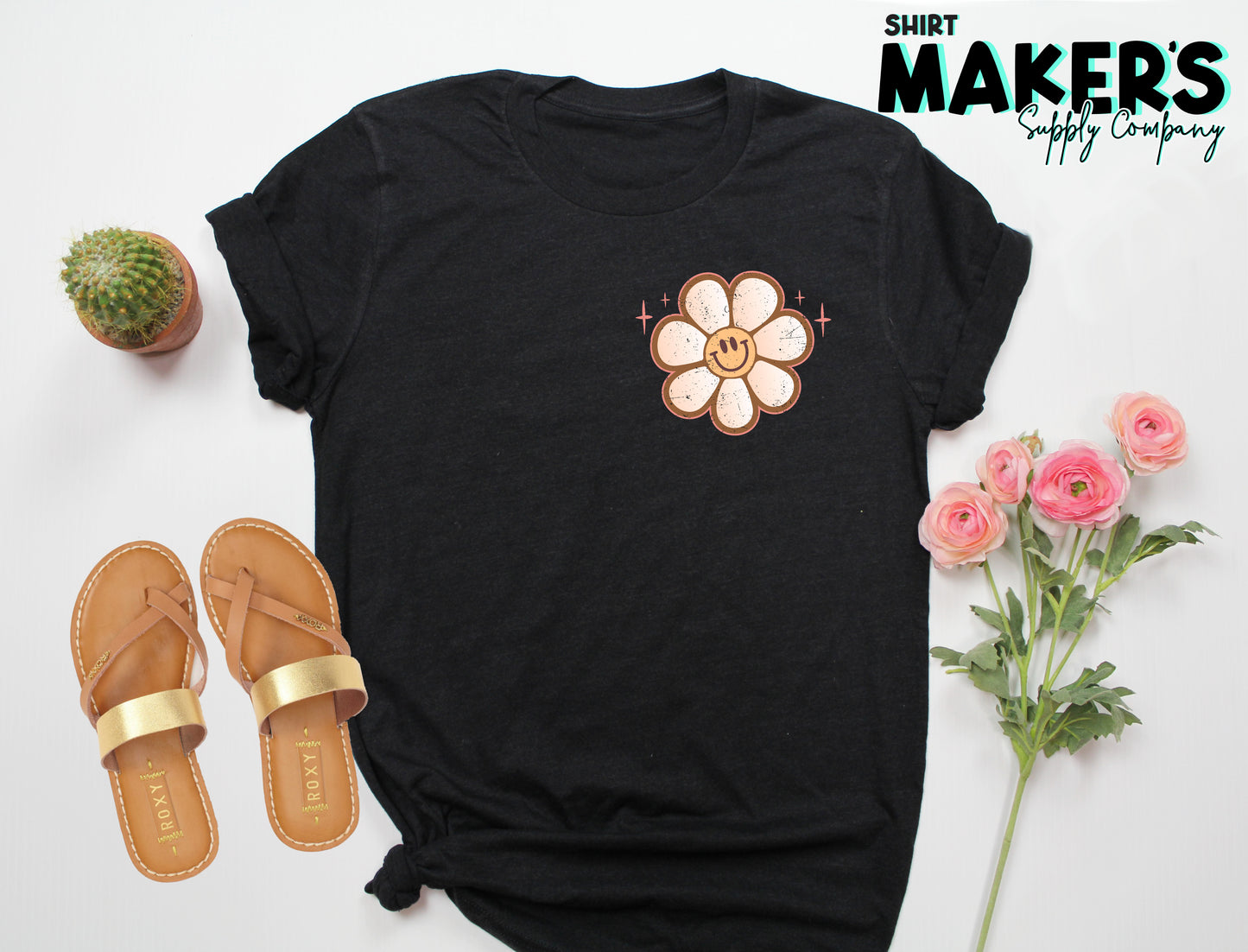 Smile Flower Pocket Screen Print Transfer