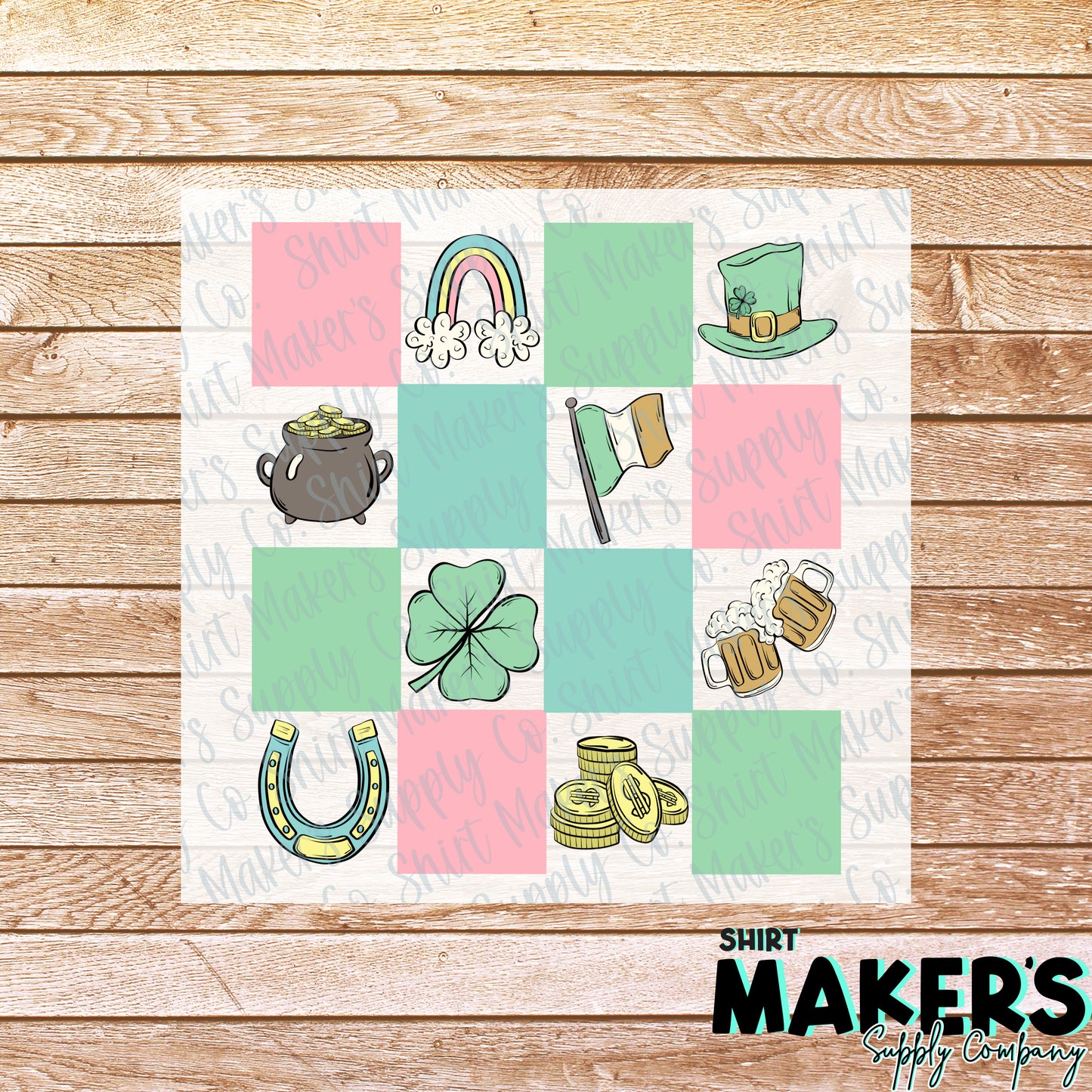 St. Patricks Checker St. Patrick's Day DTF or Sublimation Transfer