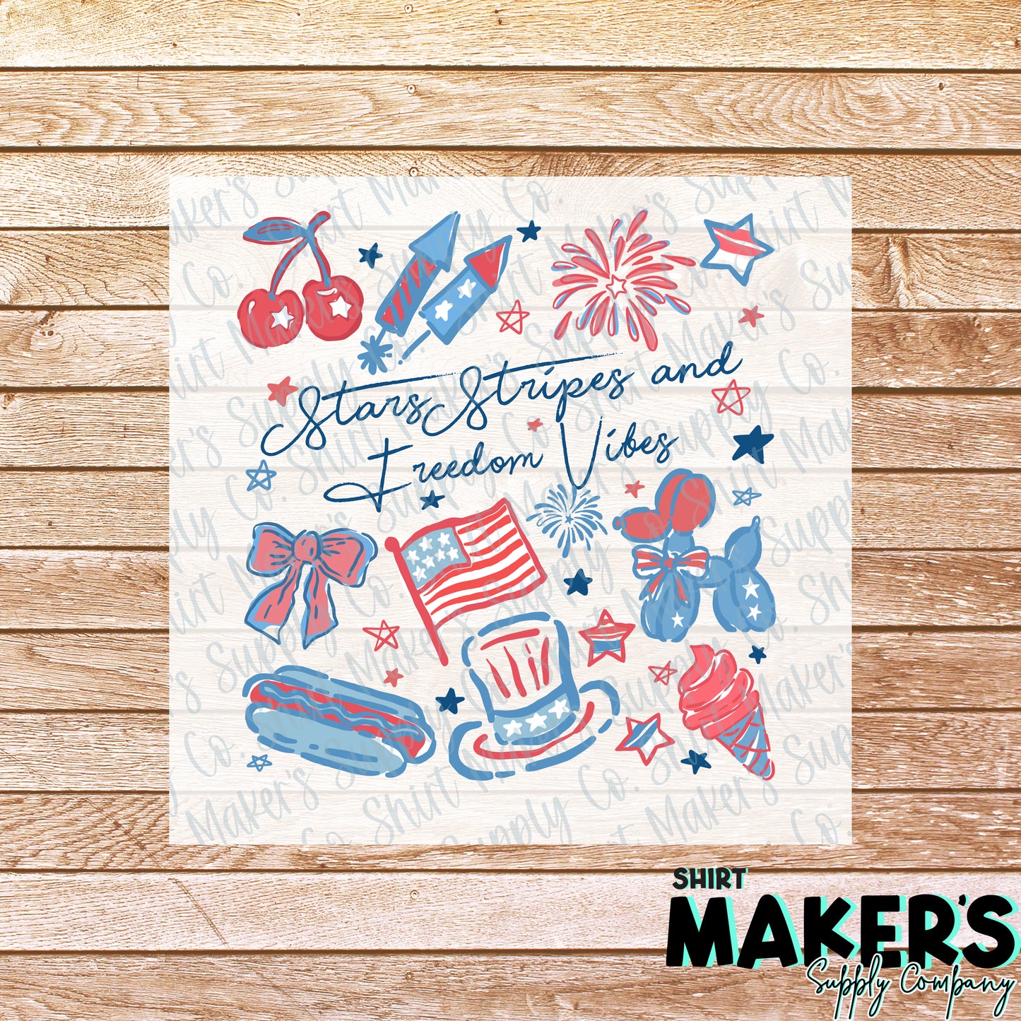 Stars, Stripes, Freedom Vibes DTF or Sublimation Transfer